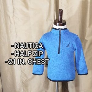 Nautica Blue Half Zip Fleece Pullover. Size 12M.